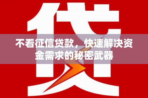邯郸不看征信贷款，快速解决资金需求的秘密武器