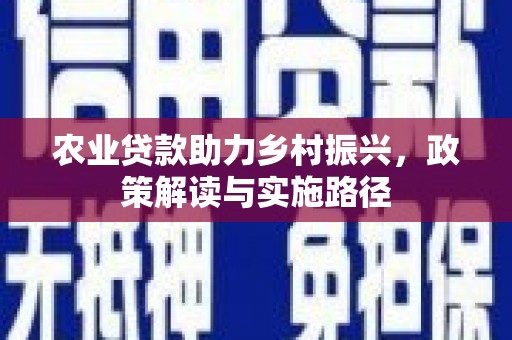 邯郸农业贷款助力乡村振兴，政策解读与实施路径