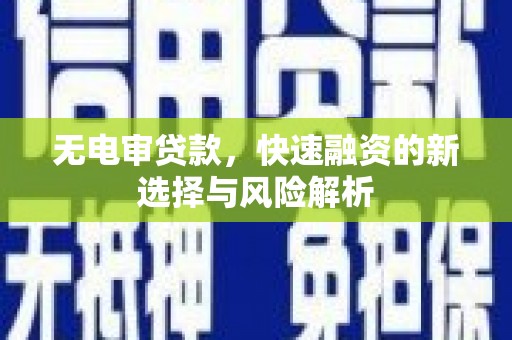 邯郸无电审贷款，快速融资的新选择与风险解析