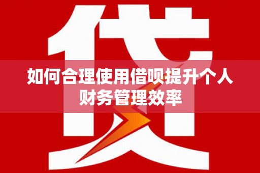 邯郸如何合理使用借呗提升个人财务管理效率