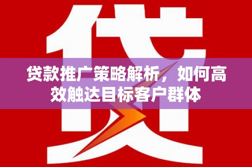 邯郸贷款推广策略解析，如何高效触达目标客户群体