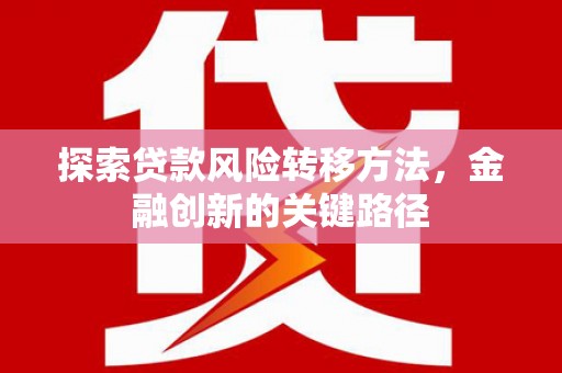 邯郸探索贷款风险转移方法，金融创新的关键路径